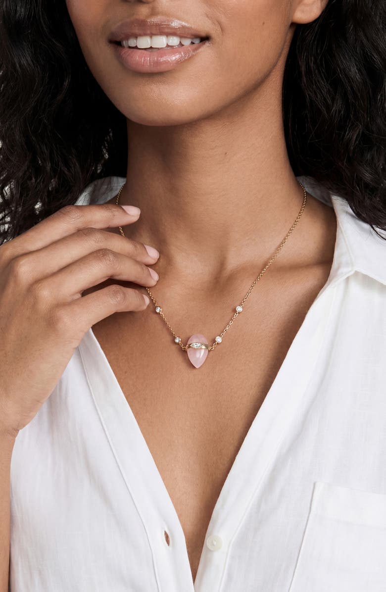 Ettika Semi Solstice Stone & Crystal Pendant Necklace, Alternate, color, Rose Quartz
