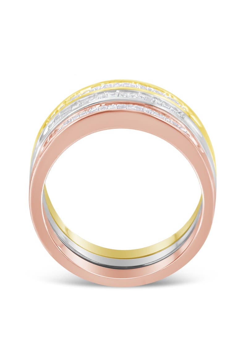 10K Gold over Silver 5/8 Cttw Diamond Stackable Band Ring Set, Alternate, color, Yellow Gold over Silver