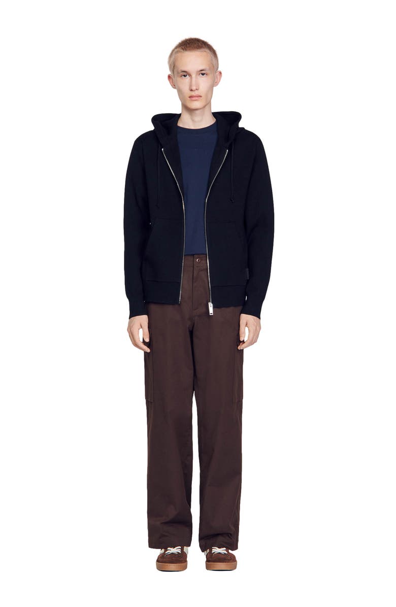 SANDRO Oversized sweatshirt, Alternate, color, Black