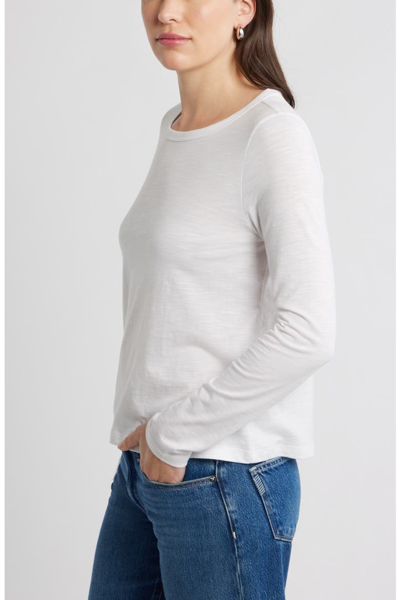 Long Sleeve Slub Crewneck T-Shirt, Alternate, color, WHITE
