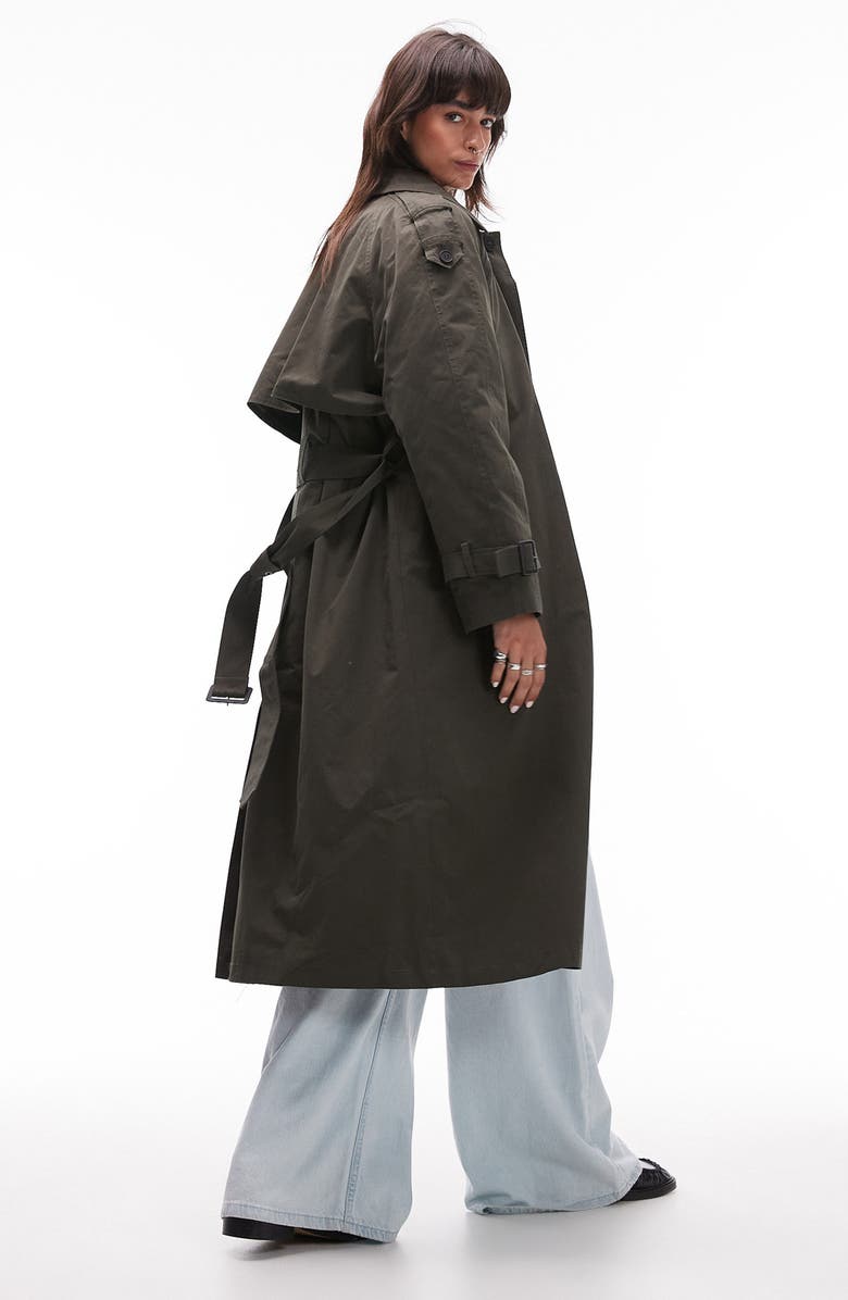 Topshop Cotton Trench Coat with Removable Quilted Lining, Alternate, color, 