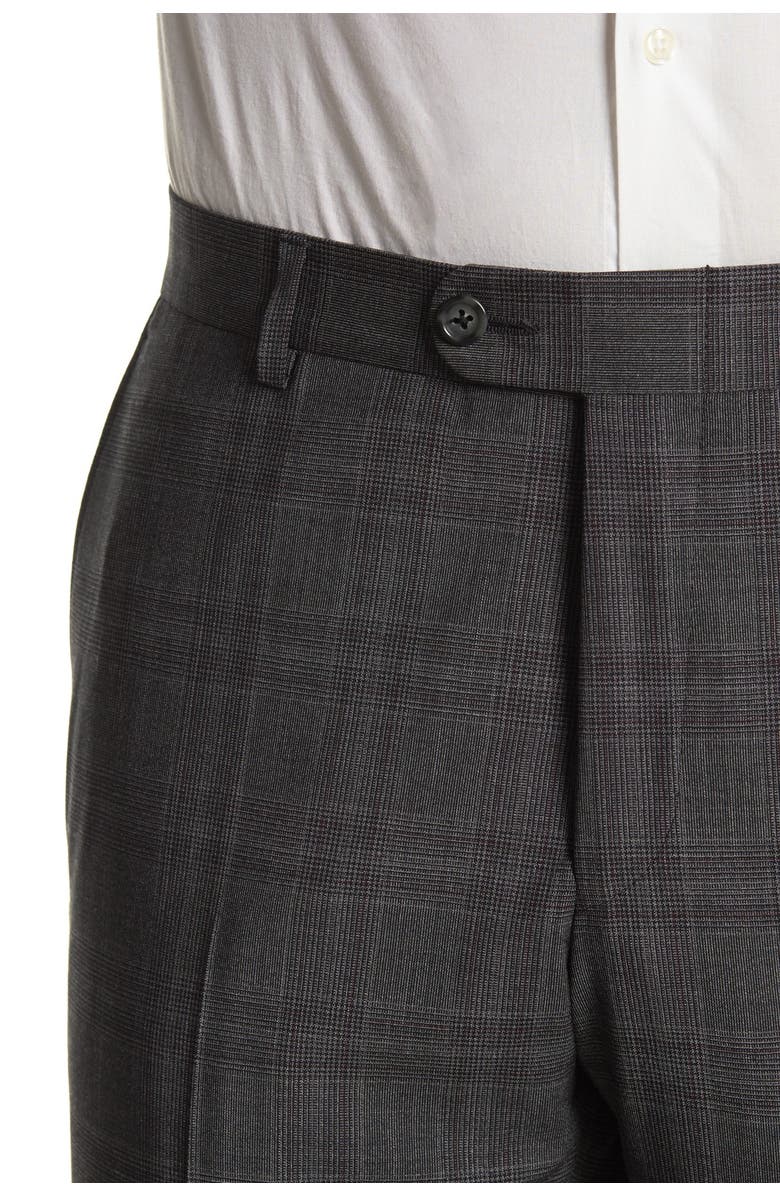 Hickey Freeman Dark Gray Plaid Regular Fit 2B Plaid 2-Piece Suit Set, Alternate, color, 