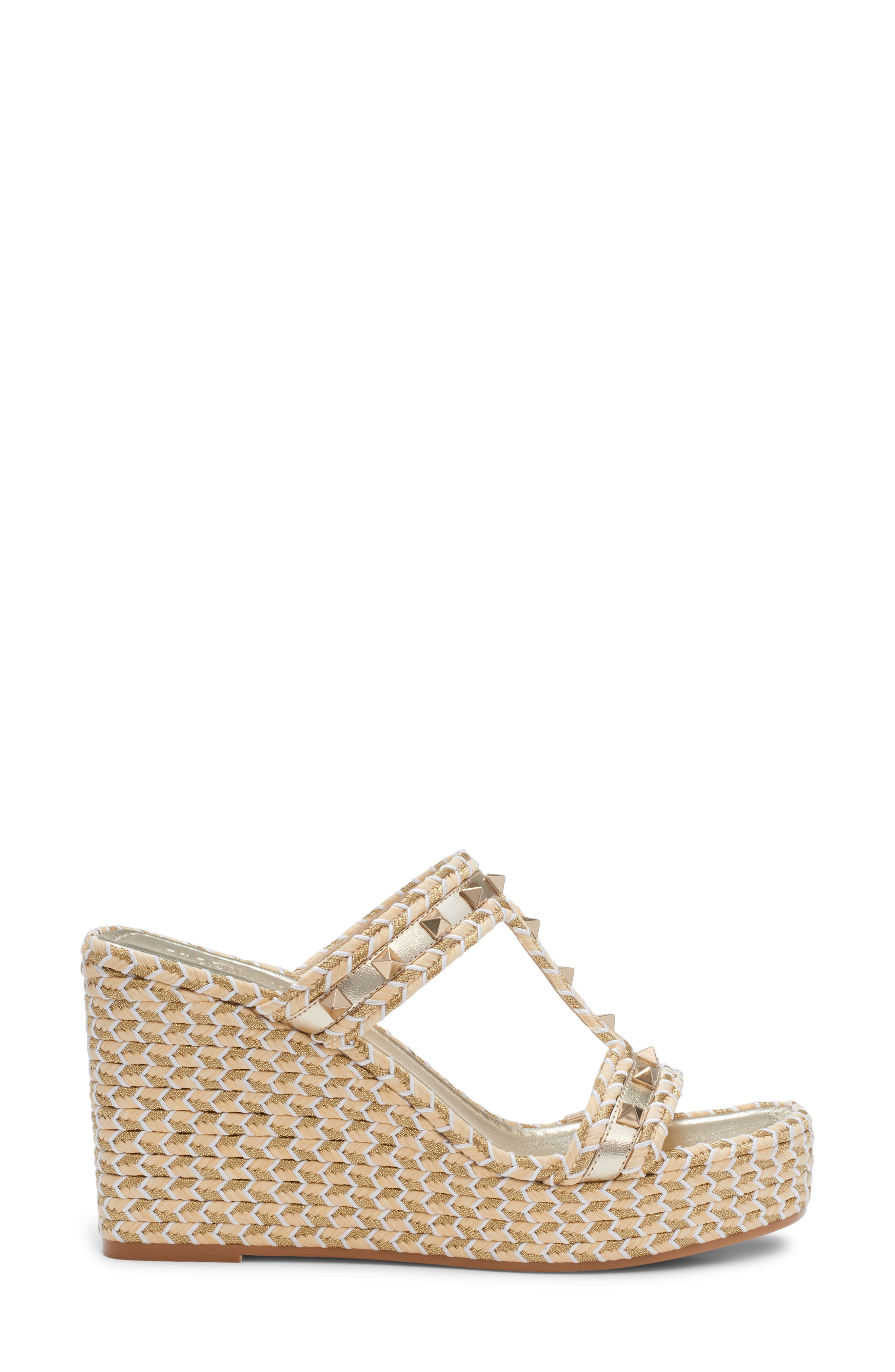 Valentino Garavani Rockstud Torchon Wedge Slide Sandal, Alternate, color, 