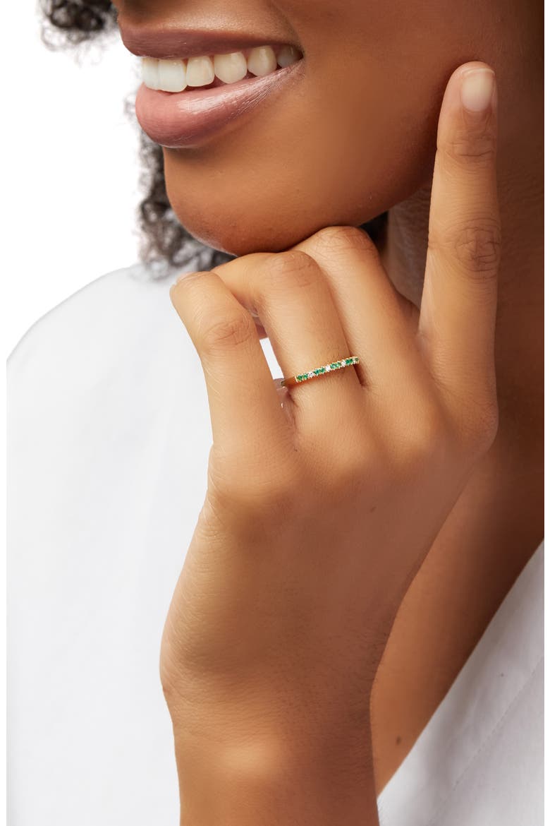El Mar Emerald & Diamond Stacking Ring (Nordstrom Exclusive), Alternate, color, YELLOW GOLD