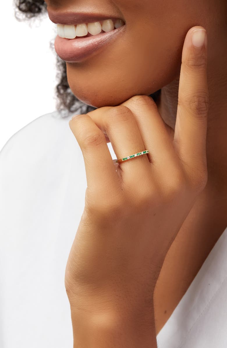 Bony Levy El Mar Emerald & Diamond Stacking Ring, Alternate, color,