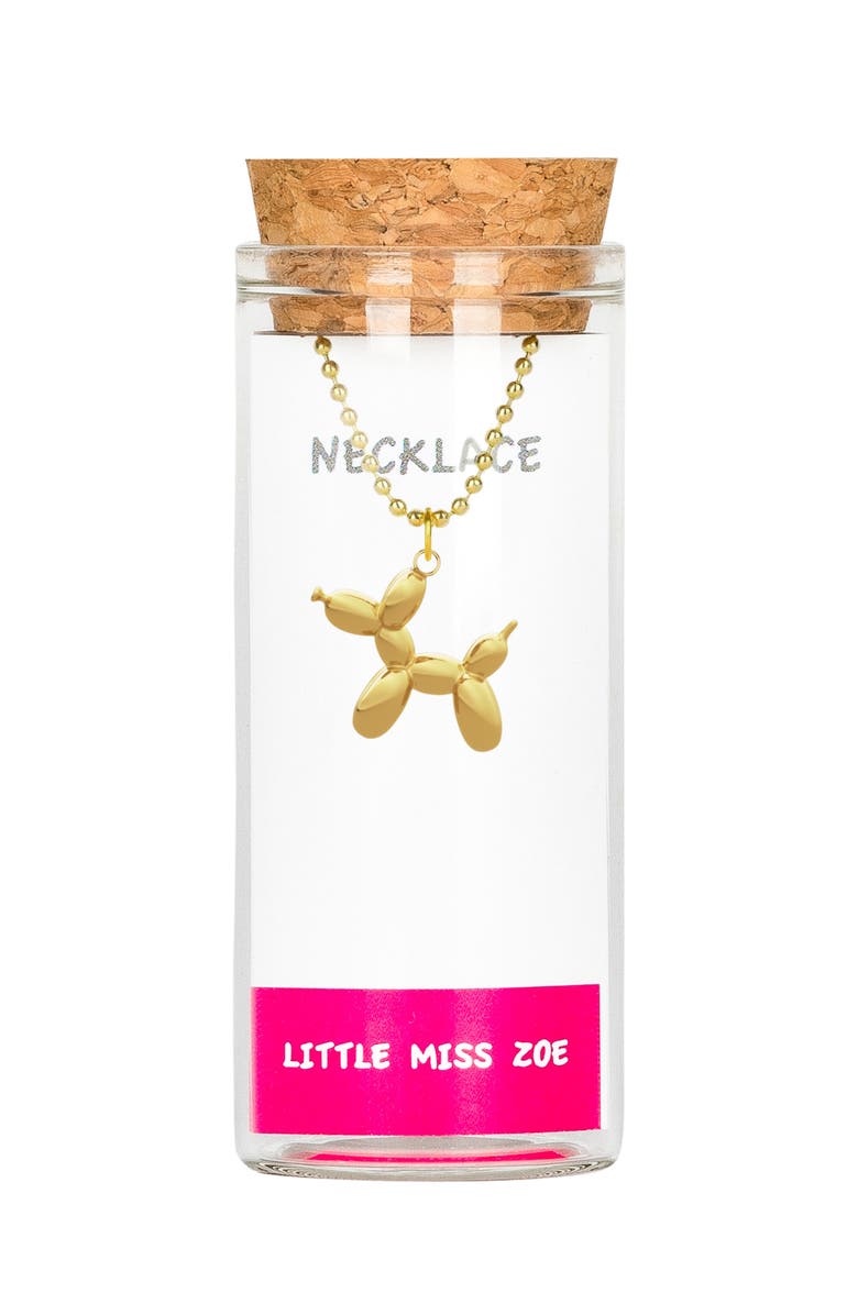 Little Miss Zoe Gold Balloon Dog Charm Necklace, Main, color, Gold
