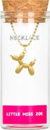 Little Miss Zoe Gold Balloon Dog Charm Necklace in Gift Bottle