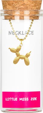 Little Miss Zoe Gold Balloon Dog Charm Necklace in Gift Bottle