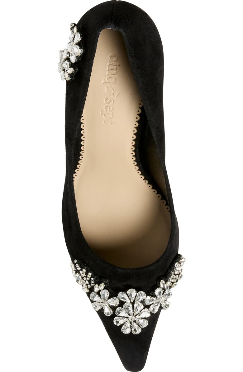 Cinq à Sept Appliqué Pointed Toe Pump, Alternate, color, Black/ Clear Crystal