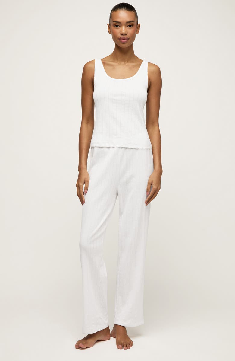 Petite Plume Pima Cotton Pointelle Pants, Alternate, color, White