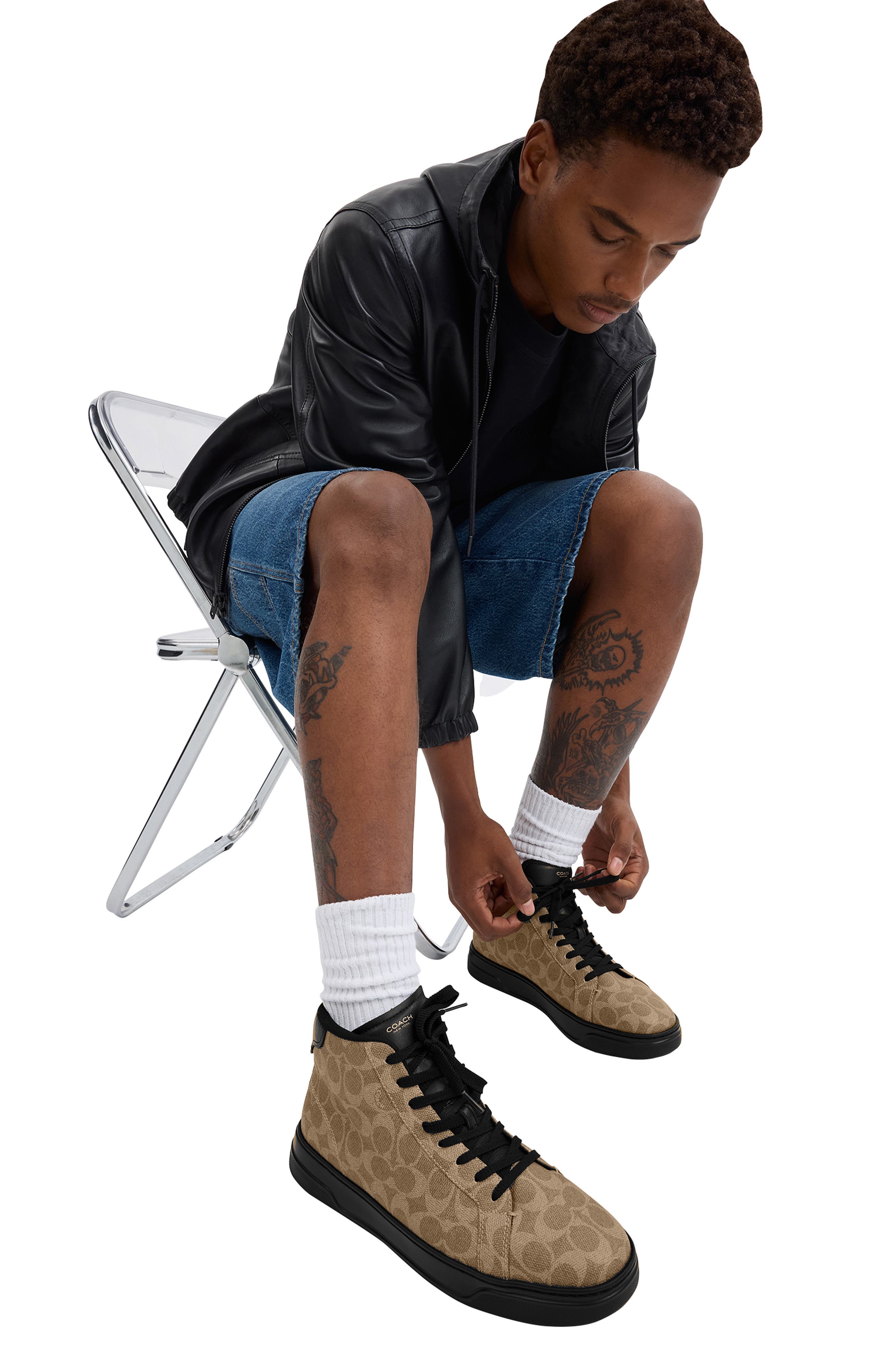 COACH High Line Signature High Top Sneaker, Alternate, color, 