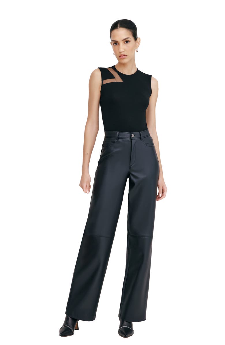 Marcella Emma Mesh Cutout Sleeveless Bodysuit, Alternate, color, Black