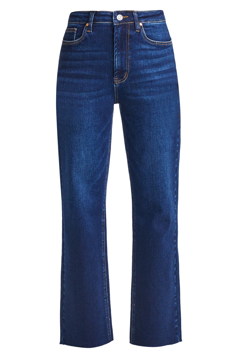 High Waist Raw Hem Ankle Straight Leg Jeans, Alternate, color, ULTRAMARINE