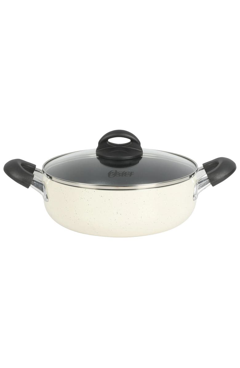 OSTER Clairborne 6.9 Quart Nonstick Aluminum Caldero with Lid, Main, color, Black