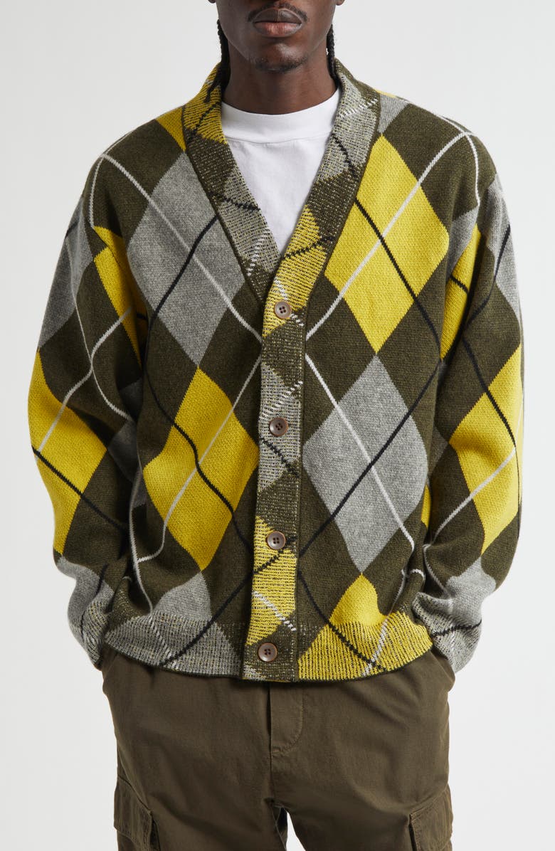 The Elder Statesman Argyle Jacquard Cashmere Cardigan, Main, color,