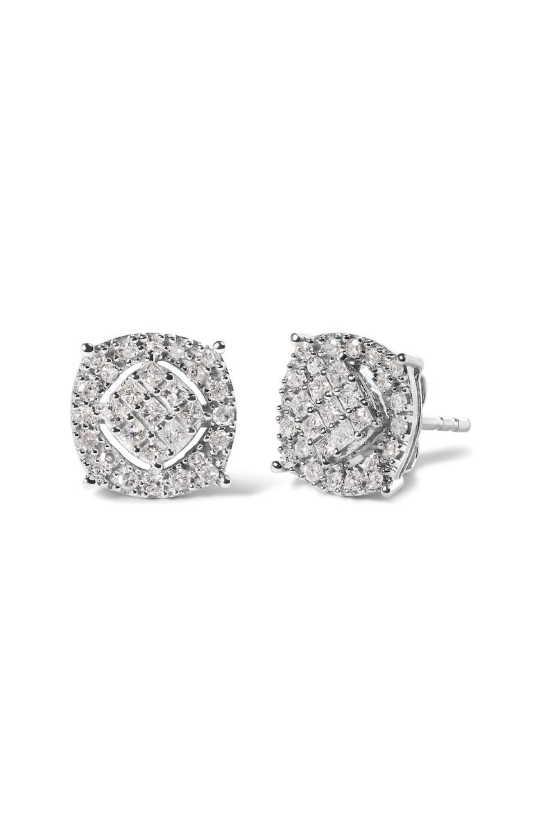 Haus of Brilliance 10K White Gold 1/2 Cttw Diamond Composite Stud Earrings, Alternate, color, White