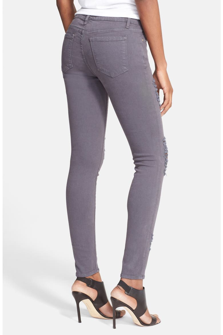 Le Color Rip Skinny Jeans, Alternate, color, CHARCOALDNU