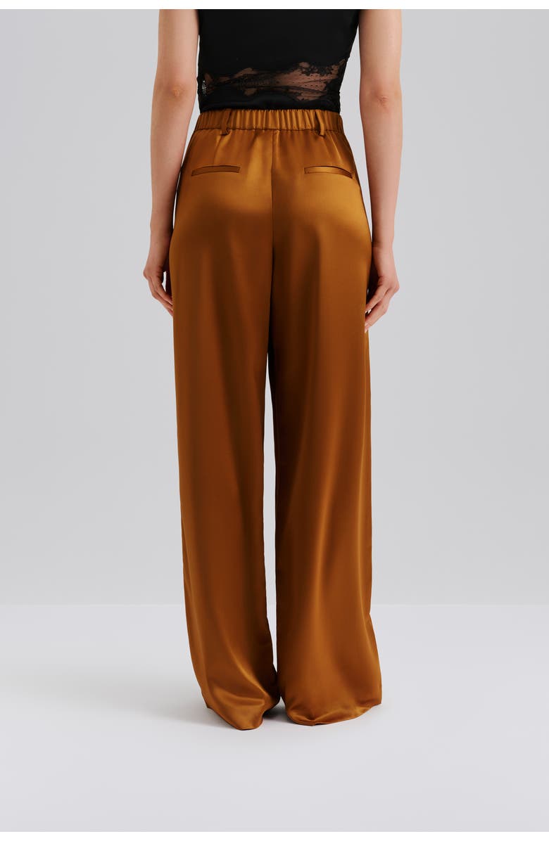 Malina Sarah Elastic Waist Satin Pants, Alternate, color, Amber