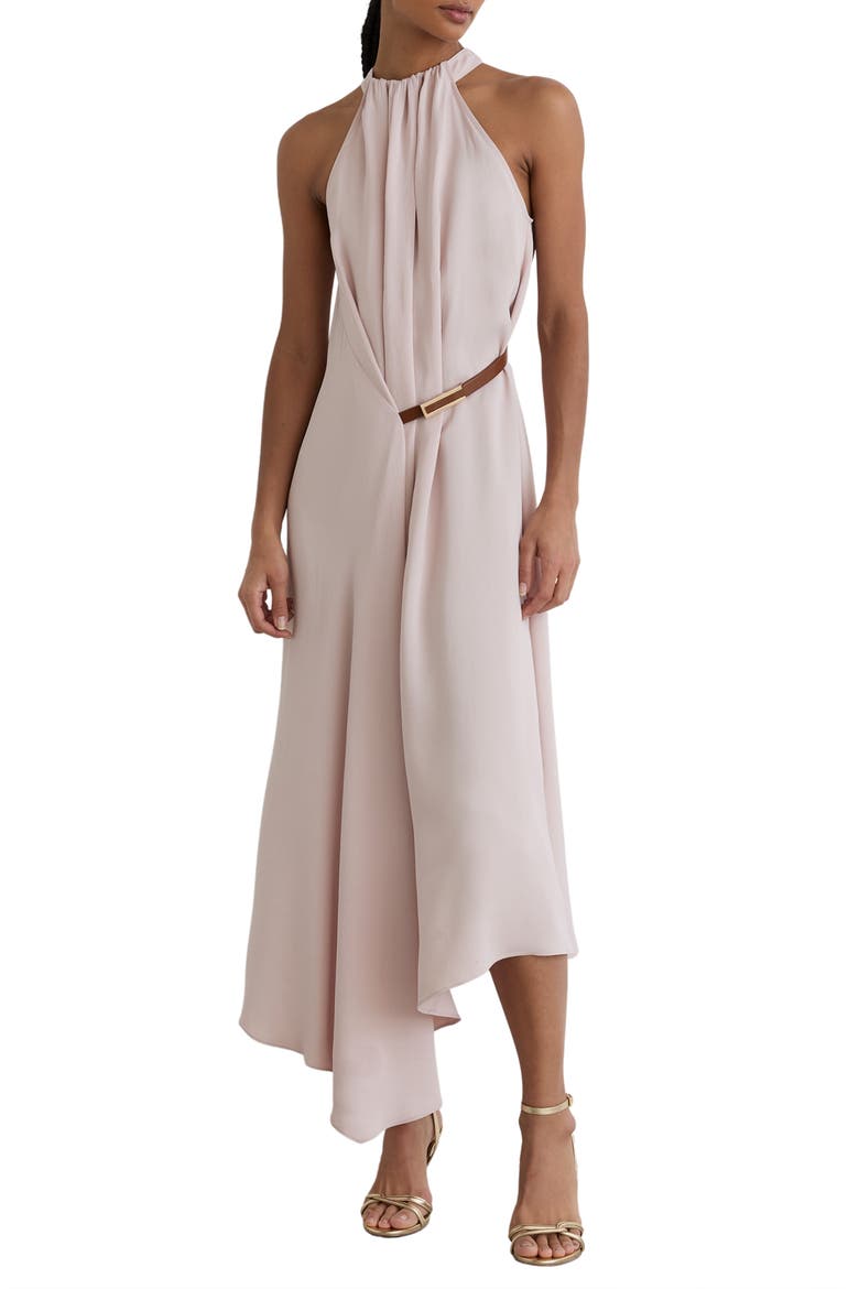 Evie Halter Neck Midi Dress, Main, color, PALE PINK