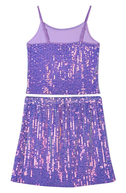 Shop Zunie Kids' Sequin Camisole & Skirt Set In Purple