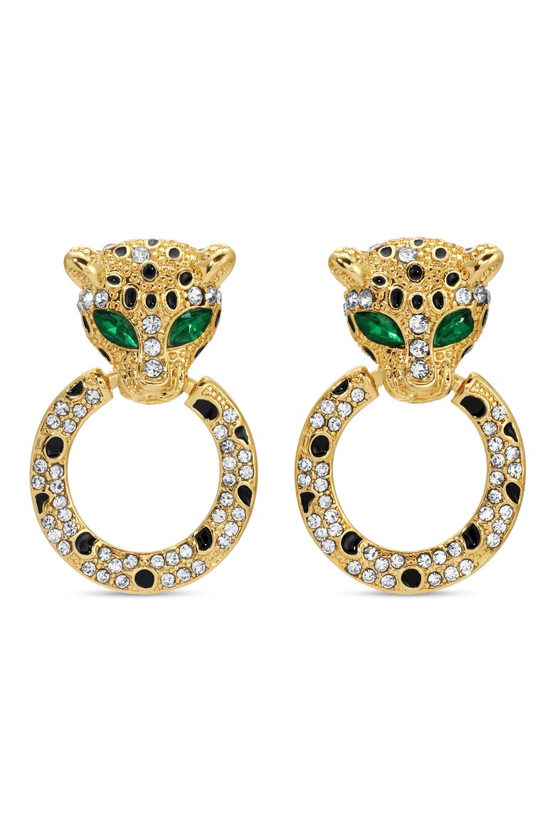 Alicia CZ Baby Leopard Statement Earrings, Main, color, GOLD