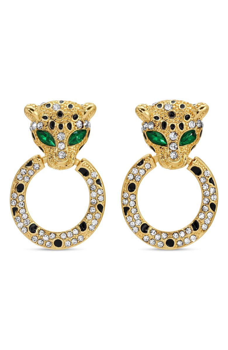 EYE CANDY LOS ANGELES Alicia CZ Baby Leopard Statement Earrings, Main, color, Gold