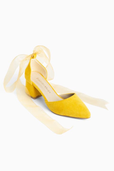 Fiona Low Block Heels with Ribbon