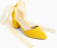 Forever & Always Shoes Fiona Low Block Heels with Ribbon