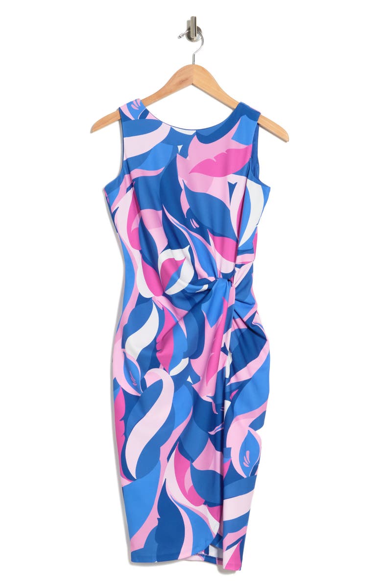 Tahari Crepe Side Knot Dress, Alternate, color, 