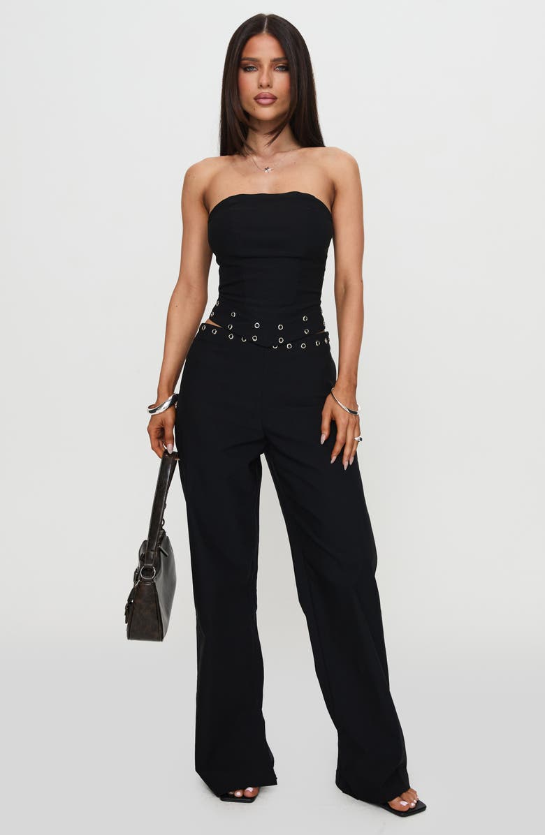 Princess Polly Passionette Grommet Wide Leg Pants, Alternate, color, Black