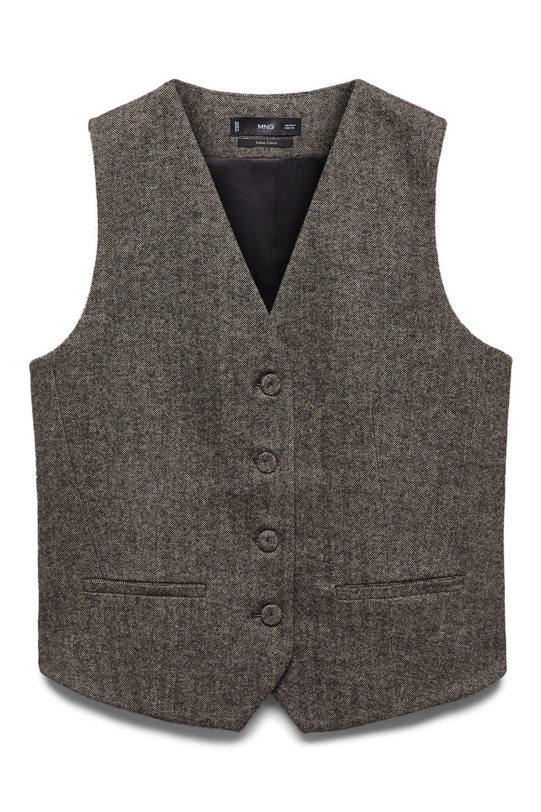 Herringbone Tweed Suit Vest, Alternate, color, GREY