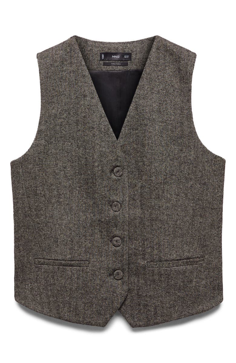 MANGO Herringbone Tweed Suit Vest, Alternate, color, 