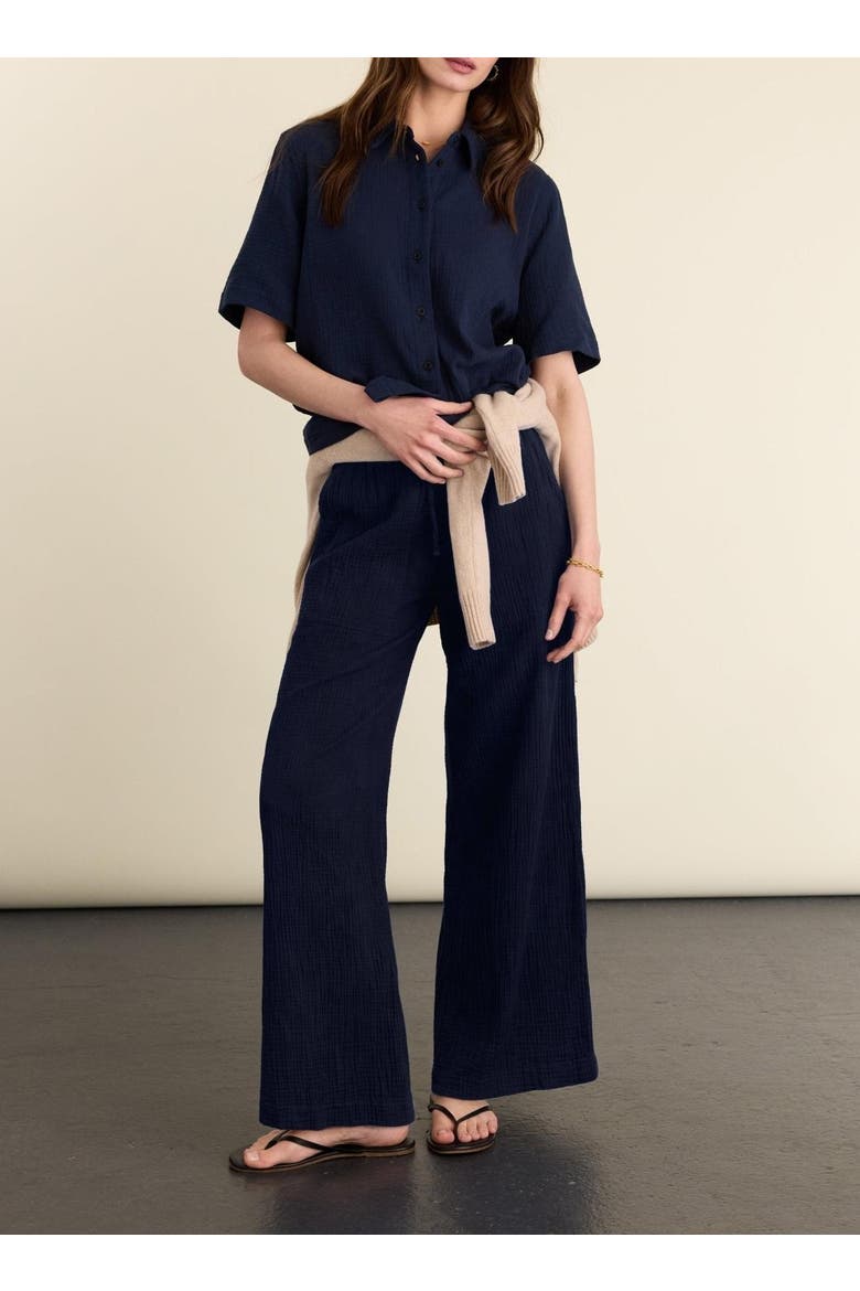 Melrose Textured Wide Leg Trousers, Alternate, color, Deep Indigo