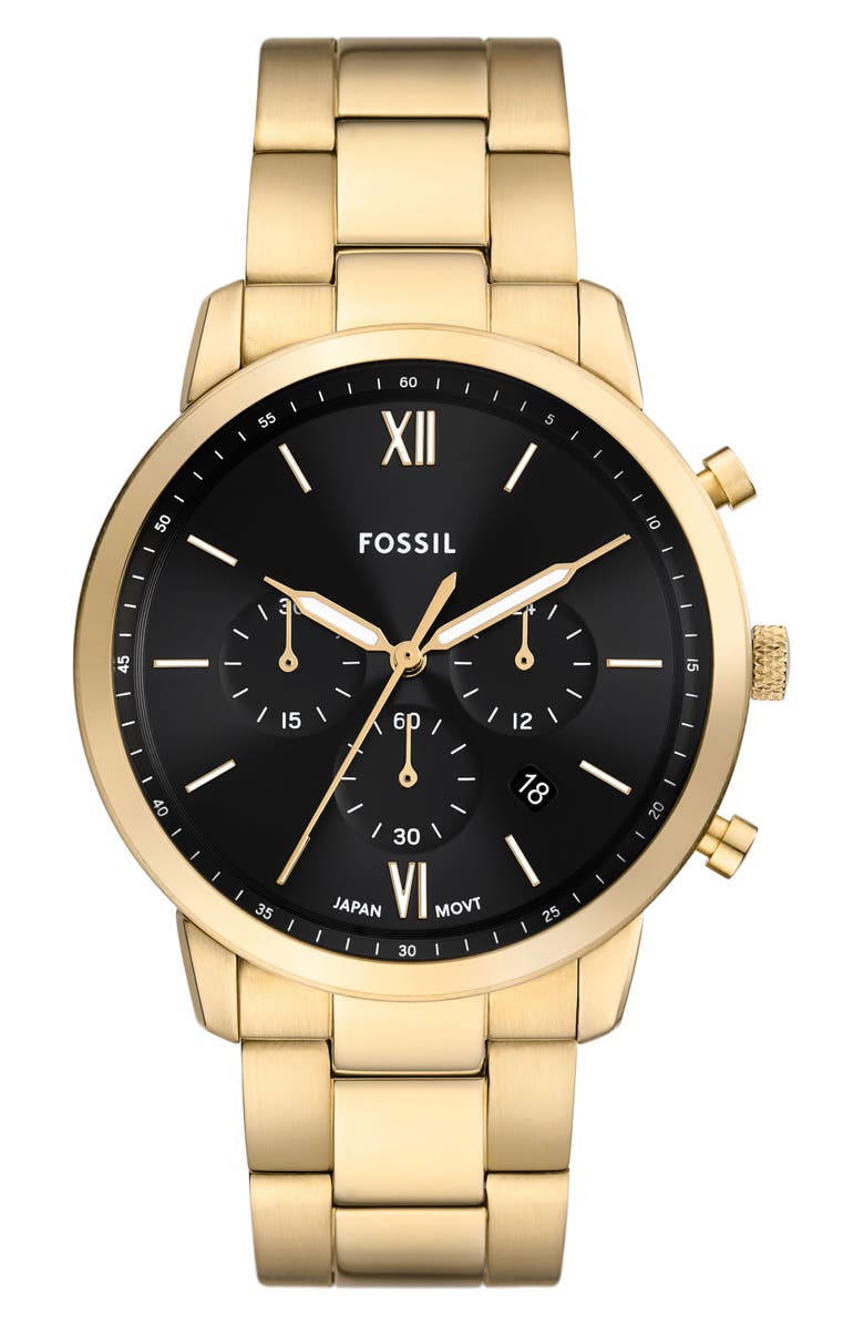 Fossil Neutra Chronograph Bracelet Watch, 44mm, Main, color, Gold