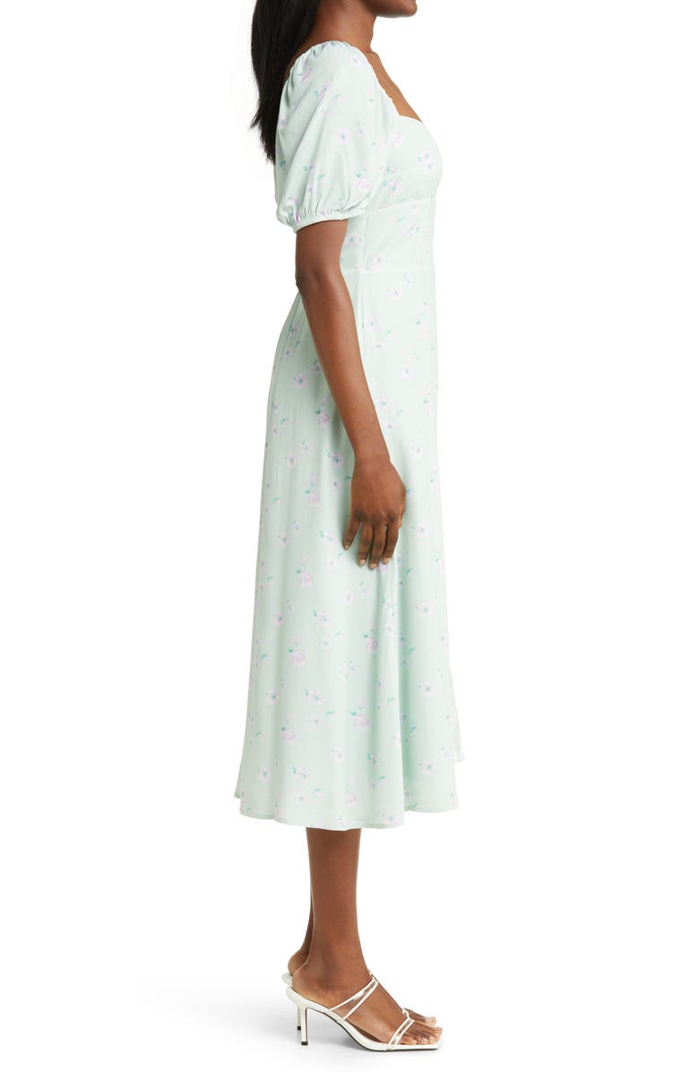 WAYF Floral Print Puff Sleeve Dress, Alternate, color, 