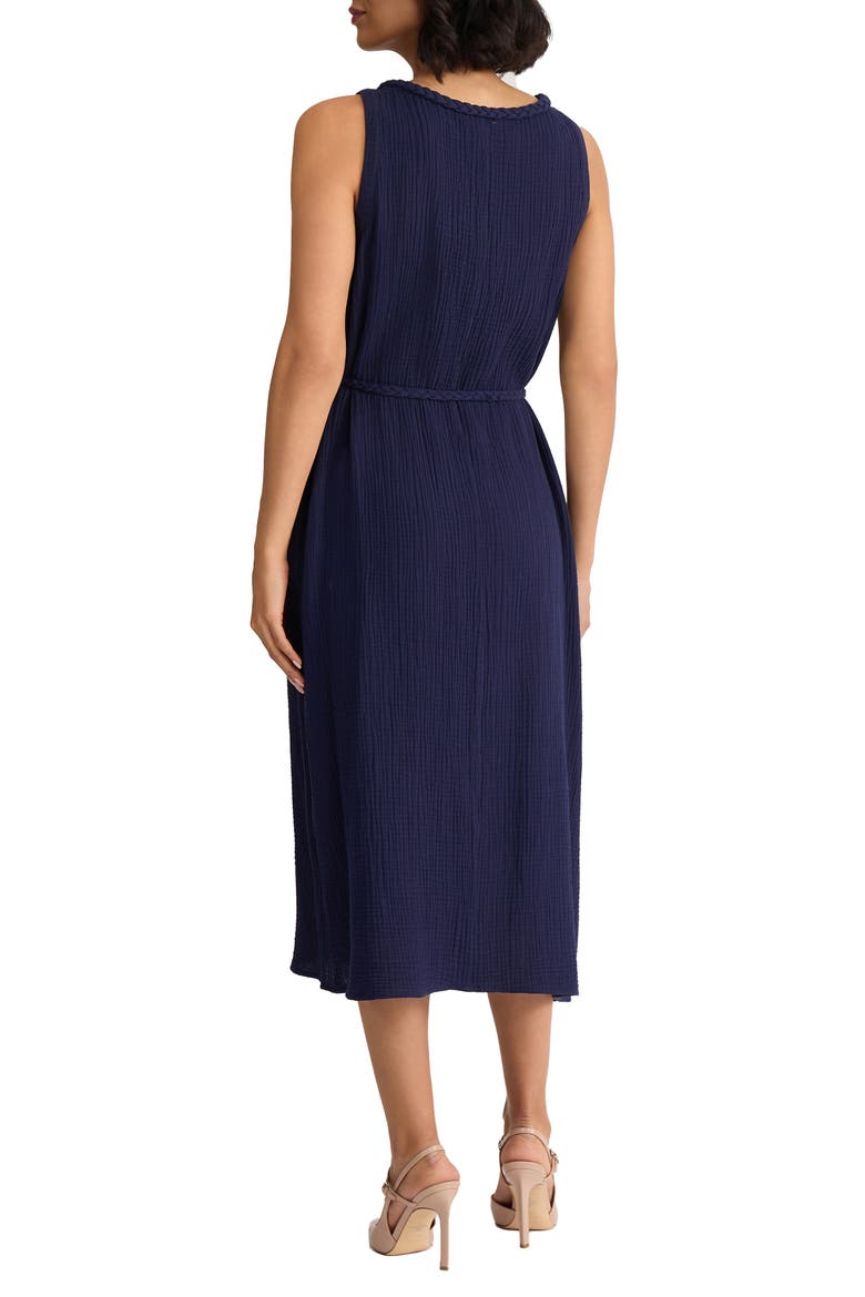 Belted Sleevless Midi Dress, Alternate, color, PACIFIC NAVY