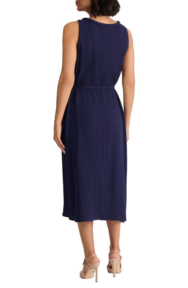 Jones New York Belted Sleevless Midi Dress, Alternate, color, Pacific Navy