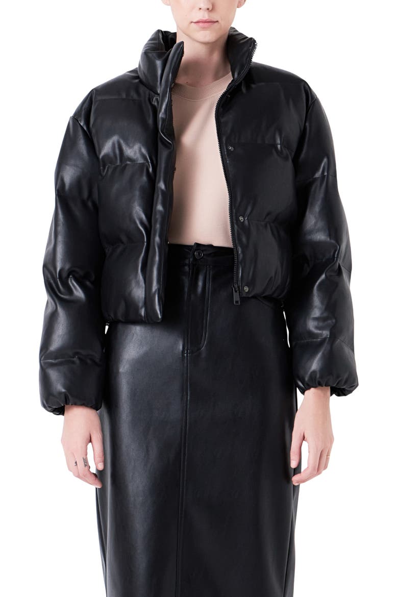 Crop Puffer Jacket, Alternate, color, BLACK
