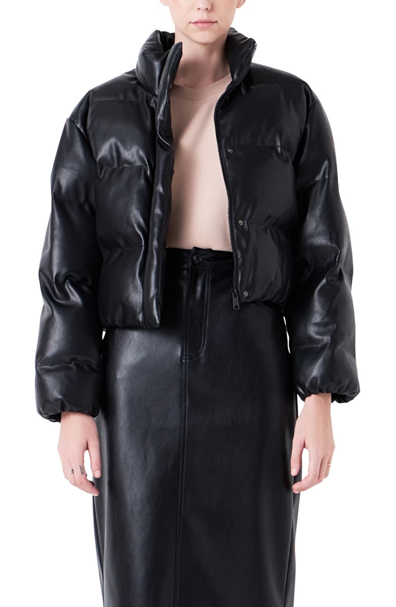 Grey Lab Crop Puffer Jacket, Alternate, color, Black