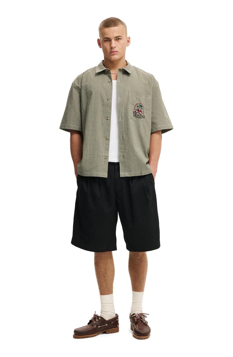 Cotton On Men's Darcy Short Sleeve Shirt, Alternate, color, Khaki Check Emb