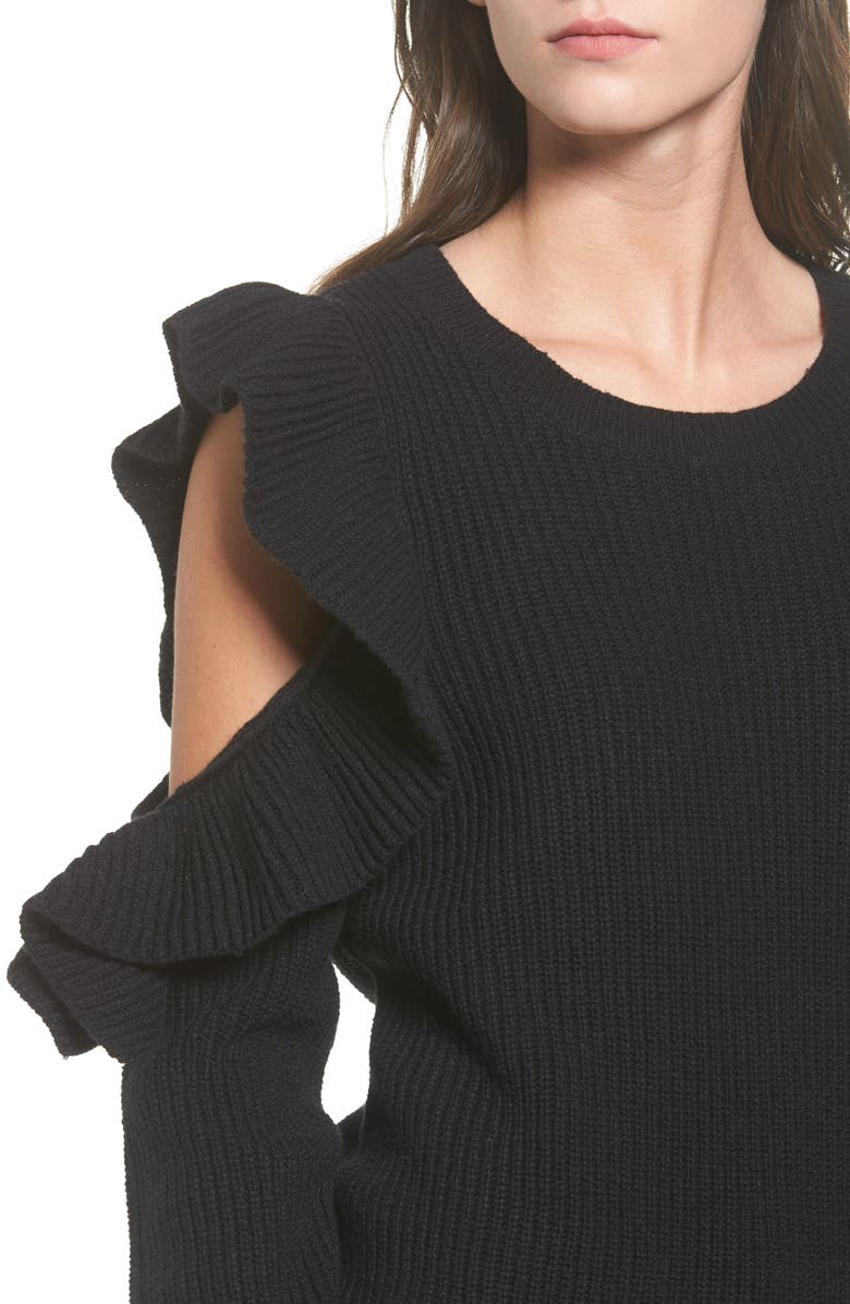 BP. Ruffle Cold Shoulder Sweater, Alternate, color,