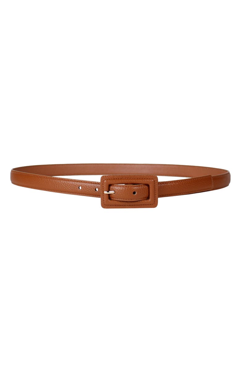 Linea Pelle Pebbled Rectangular Buckle Belt, Main, color, Smoked Honey