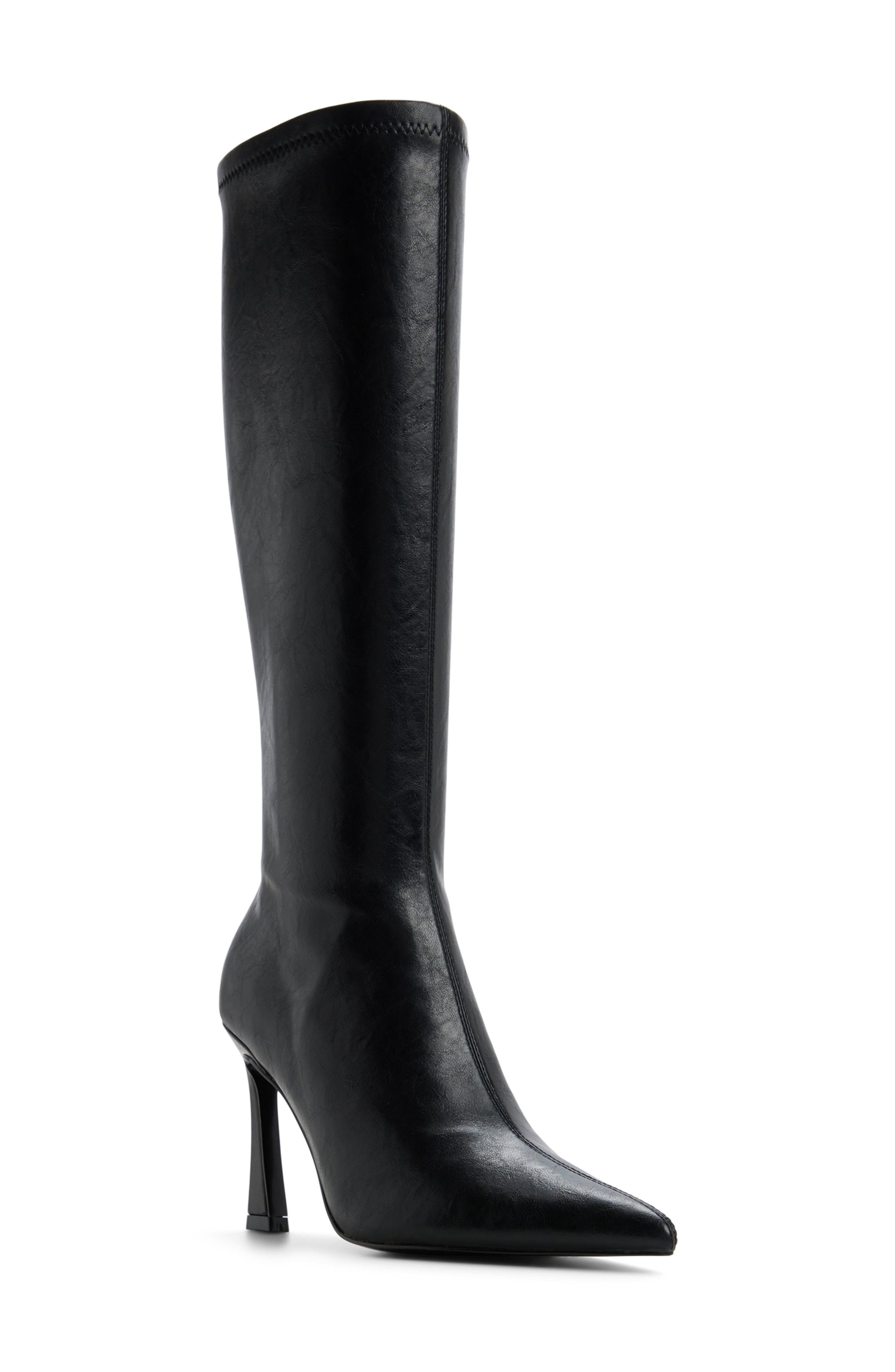 Jullieta Pointed Toe Knee High Boot, Main, color, BLACK