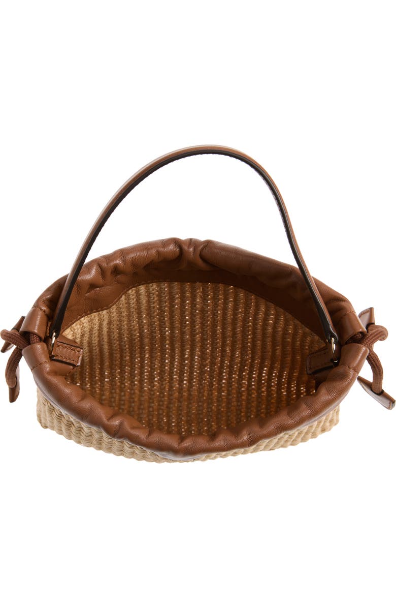 Jimmy Choo Woven Raffia Top Handle Drawstring Pouch, Alternate, color, Natural/ Tan/ Light Gold