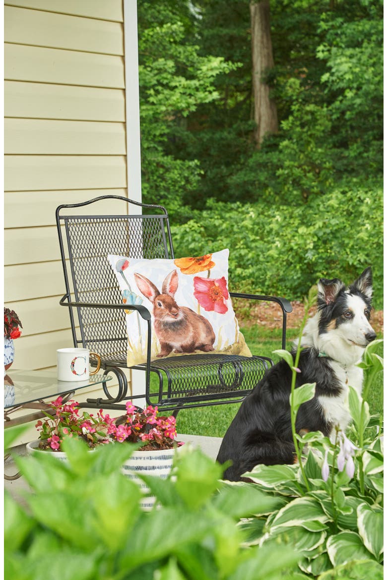 Sitting Easter Bunny Indoor/Outdoor Accent Throw Pillow 18" x 18", Alternate, color, Green