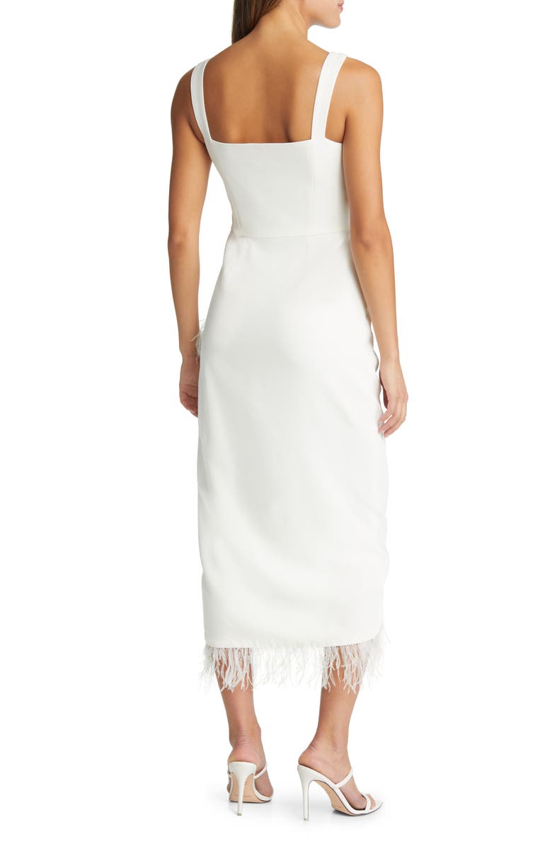 Saylor Wedding White Faux Wrap Sheath Dress, Alternate, color, 