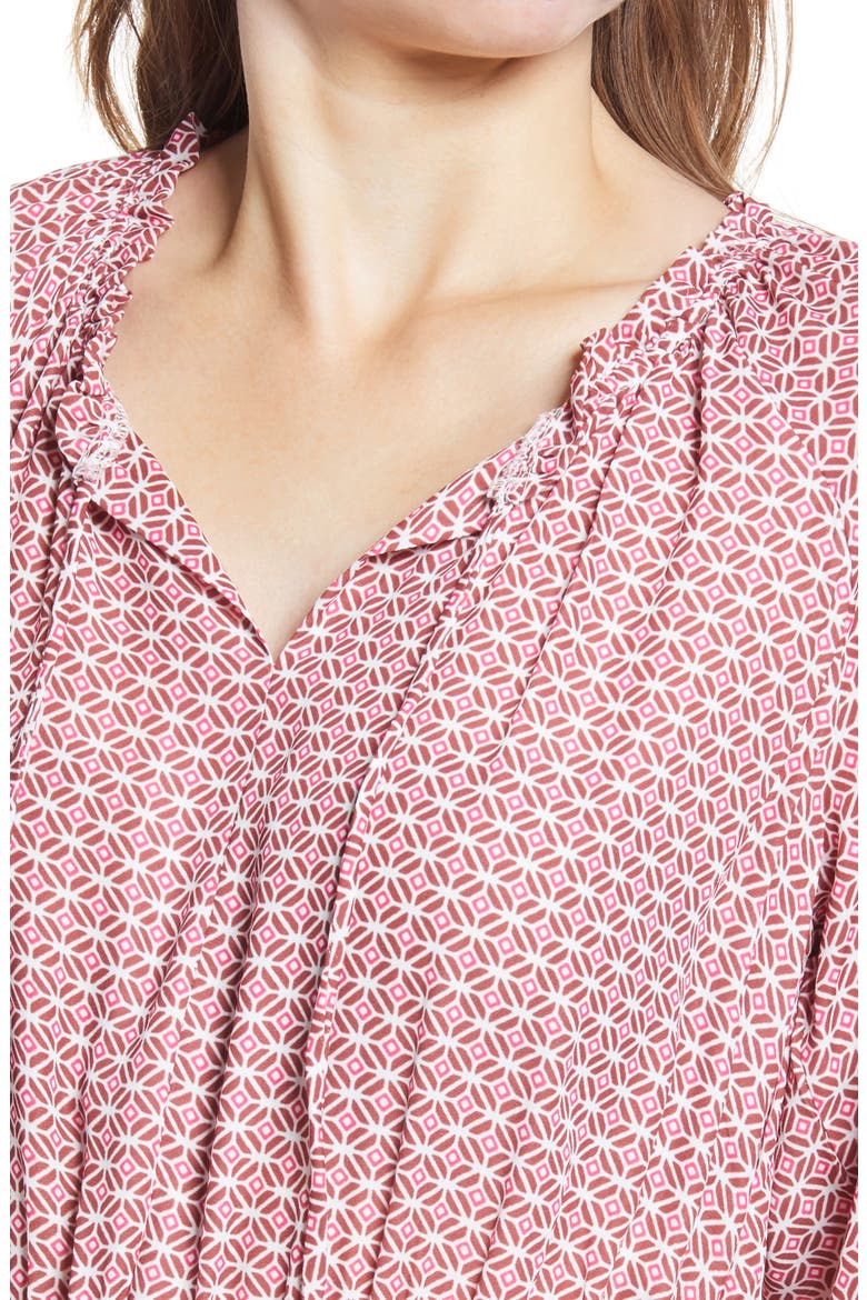 Smocked Waist Minidress, Alternate, color, PINK GEO