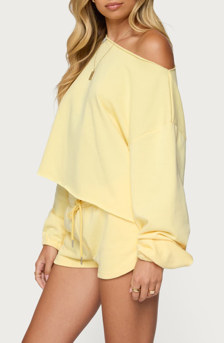 EDIKTED Kordelia One-Shoulder Sweatshirt, Alternate, color, Yellow