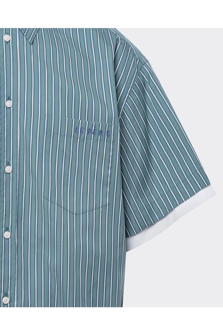 Double Short Sleeve Button Down Shirt, Alternate, color, Office Green