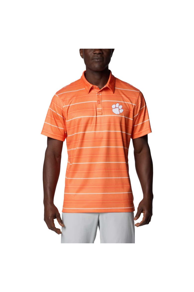 Men's Columbia Orange Clemson Tigers PFG Super Terminal Tackle™ Omni-Shade™ Stripe Polo, Main, color, Orange